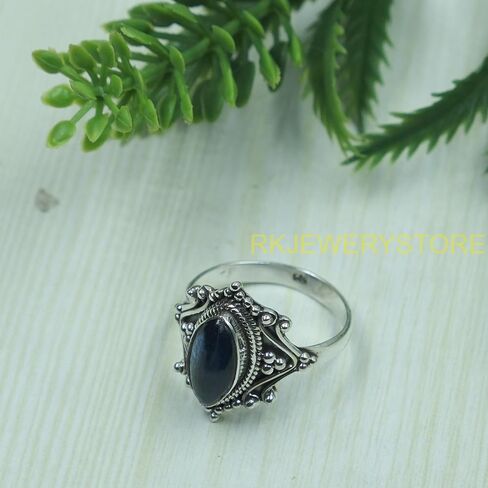 Natural Blue Kyanite Gemstone Blue Stone 925 Sterling Silver Handmade Design Statement Promise Ring Jewelry Gift for Women Girlfriend in Saudi Arabia