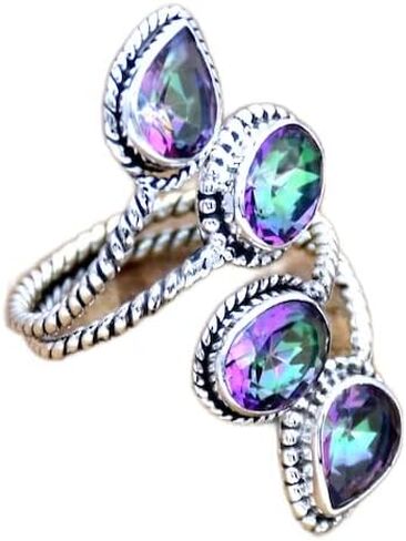 Mystic Topaz Ring, Rainbow Fire Topaz Ring, 925 Sterling Silver, Vintage Style, Frist Night Gift Ring, Best Gift For Women, Trending Ring, Dainty Ring, Bridesmaid Gift, Boho Ring, Gift For Her, in Saudi Arabia