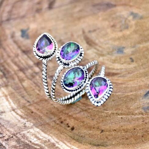 Mystic Topaz Ring, Rainbow Fire Topaz Ring, 925 Sterling Silver, Vintage Style, Frist Night Gift Ring, Best Gift For Women, Trending Ring, Dainty Ring, Bridesmaid Gift, Boho Ring, Gift For Her, in Saudi Arabia