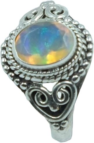 Natural Ethiopian Opal Gemstone Pure 925 Sterling Silver Handmade Design Statement Engagement Promise Ring Jewelry Gift for Women in Saudi Arabia