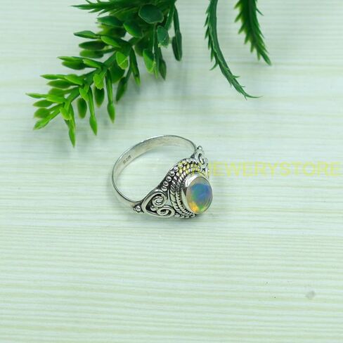 Natural Ethiopian Opal Gemstone Pure 925 Sterling Silver Handmade Design Statement Engagement Promise Ring Jewelry Gift for Women in Saudi Arabia