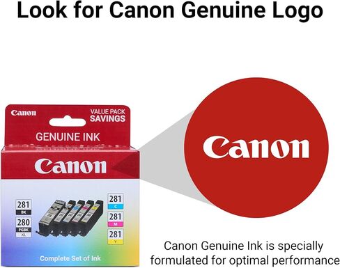Canon PGI-280XL/CLI-281 5 Color Pack Compatible to TR8520, TR7520, TS9120 Series,TS8120 Series, TS6120 Series in Kuwait