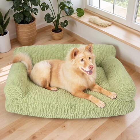 سرير أريكة للقطط لتقويم العظام من KHONSU PET - أريكة حيوانات أليفة كبيرة من القطيفة للقطط الداخلية، كرسي صالة للكلاب والقطط قابل للغسل مع غطاء قابل للإزالة، سرير مريح داعم، 30 بوصة رمادي in Kuwait