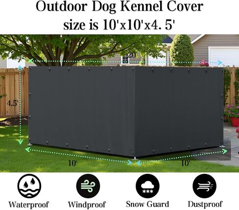 Kennel Fence Cover Suitable for 10'W x 10'L Outdoor Kennels, with Multiple Elasticized Ball Cords, Made of 600D Waterproof Oxford Fabric, Kennel Side Cover for Winter. in Saudi Arabia