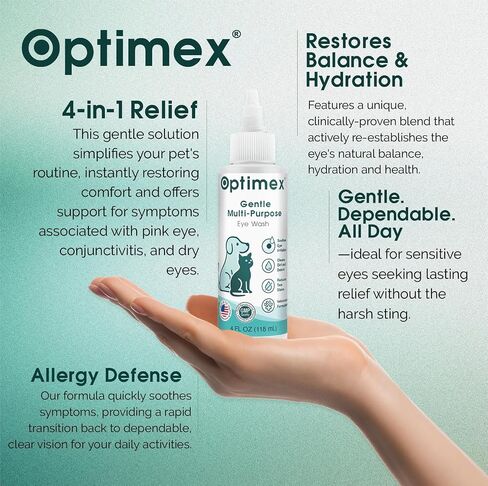 Gentle Multi-Purpose Eye Wash for Dogs & Cats – 4 fl oz – Soothes Redness, Irritation, Tear Stains & Discharge – Supports Pink Eye, Conjunctivitis & Dry Eye Relief – Vet Formulated in Saudi Arabia