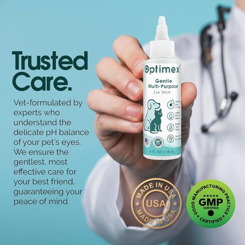 Gentle Multi-Purpose Eye Wash for Dogs & Cats – 4 fl oz – Soothes Redness, Irritation, Tear Stains & Discharge – Supports Pink Eye, Conjunctivitis & Dry Eye Relief – Vet Formulated in Saudi Arabia