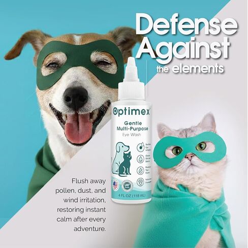 Gentle Multi-Purpose Eye Wash for Dogs & Cats – 4 fl oz – Soothes Redness, Irritation, Tear Stains & Discharge – Supports Pink Eye, Conjunctivitis & Dry Eye Relief – Vet Formulated in Saudi Arabia
