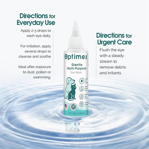 Gentle Multi-Purpose Eye Wash for Dogs & Cats – 4 fl oz – Soothes Redness, Irritation, Tear Stains & Discharge – Supports Pink Eye, Conjunctivitis & Dry Eye Relief – Vet Formulated in Saudi Arabia