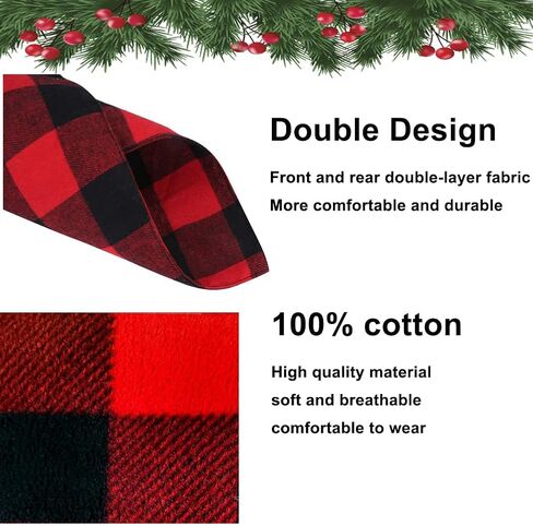 Pet Dog Bandanas - 2Pcs Classic Triangle Plaid Dog Scarf Bow Tiess, Washable Kerchief Set for Small to Large Dogs Cats Pets - Red in Saudi Arabia