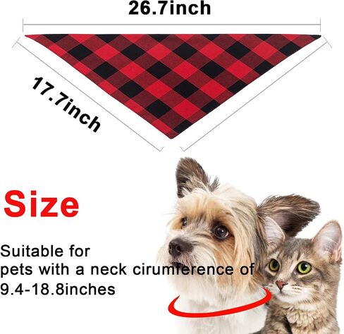 Pet Dog Bandanas - 2Pcs Classic Triangle Plaid Dog Scarf Bow Tiess, Washable Kerchief Set for Small to Large Dogs Cats Pets - Red in Saudi Arabia