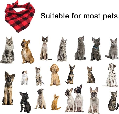 Pet Dog Bandanas - 2Pcs Classic Triangle Plaid Dog Scarf Bow Tiess, Washable Kerchief Set for Small to Large Dogs Cats Pets - Red in Saudi Arabia