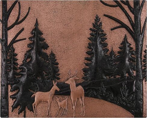 Kitchen Backsplash, Forest Scene with Deer Family Copper Backsplash, Custom Copper Backsplash Panel, Handmade Copper Backsplash Tile, Indoor Outdoor Wall Decor (Black) in Saudi Arabia