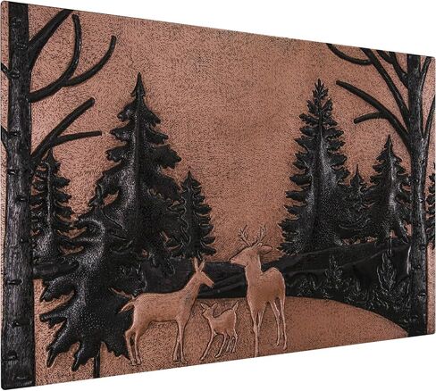 Kitchen Backsplash, Forest Scene with Deer Family Copper Backsplash, Custom Copper Backsplash Panel, Handmade Copper Backsplash Tile, Indoor Outdoor Wall Decor (Black) in Saudi Arabia