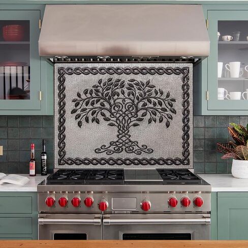 Kitchen Backsplash, Celtic Tree of Life with Celtic Knot Border Copper Kitchen Backsplash, Custom Copper Backsplash Panel, Handmade Copper Backsplash Tile, Indoor Outdoor Wall Decor (Copper) in Kuwait