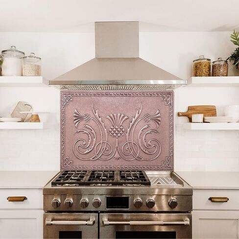 Kitchen Backsplash, Scottish Thistle with Celtic Knot Border Backsplash, Custom Copper Backsplash Panel, Handmade Copper Backsplash Tile, Indoor Outdoor Wall Decor (Copper) in Kuwait
