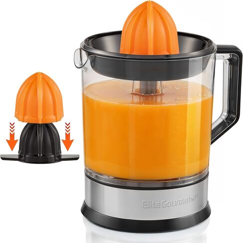 Elite Gourmet ETS326 BPA-Free Electric Citrus Juicer, Compact, Large Volume, Pulp Control, Oranges, Lemons, Limes, Grapefruits with Easy Pour Spout, 24oz, Black/Stainless Steel in Kuwait