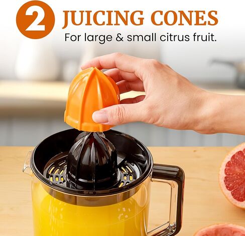 Elite Gourmet ETS326 BPA-Free Electric Citrus Juicer, Compact, Large Volume, Pulp Control, Oranges, Lemons, Limes, Grapefruits with Easy Pour Spout, 24oz, Black/Stainless Steel in Kuwait