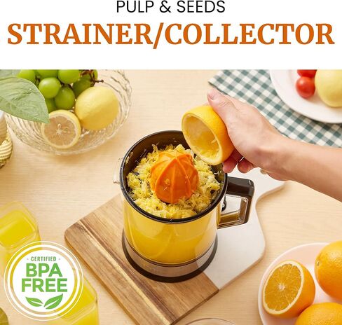Elite Gourmet ETS326 BPA-Free Electric Citrus Juicer, Compact, Large Volume, Pulp Control, Oranges, Lemons, Limes, Grapefruits with Easy Pour Spout, 24oz, Black/Stainless Steel in Kuwait