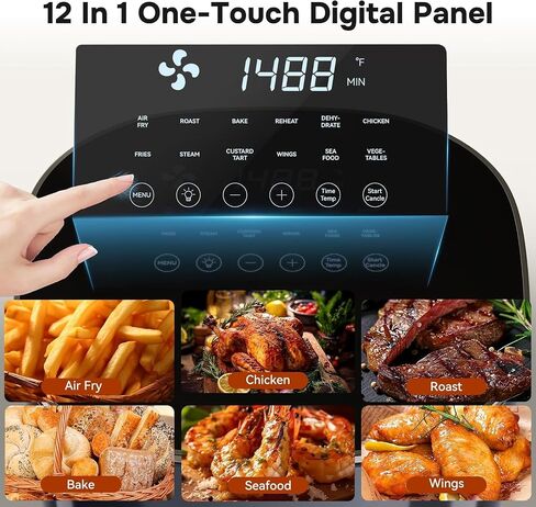Simple Deluxe 12-in-1 Air Fryer 6.34 Qt, Digital Preset Airfryer with Visible Window, Nonstick and Dishwasher-Safe Basket, Air Fry, Roast, Bake, Dehydrate, Fries, 1700W, Gary in Saudi Arabia