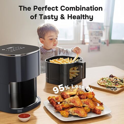 Simple Deluxe 12-in-1 Air Fryer 6.34 Qt, Digital Preset Airfryer with Visible Window, Nonstick and Dishwasher-Safe Basket, Air Fry, Roast, Bake, Dehydrate, Fries, 1700W, Gary in Saudi Arabia