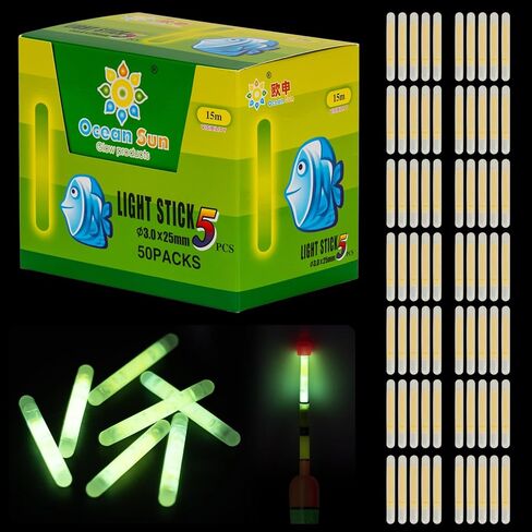QualyQualy Fishing Glow Sticks for Bobbers 1" 1.5" 2" 3" Fishing Bobber Lights, Fishing Rod Bell Alarm Lights, Bobber Glow Sticks Bulk Kit 50Pcs 20Pcs 10Pcs in Kuwait