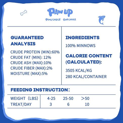 PAWUP Freeze Dried Minnows Dogs Treats – 100% Raw Single-Ingredient Pet Fish Snacks – Rich in Omega-3, Grain-Free – Healthy Training Rewards & Meal Toppers, 2.8 oz in Saudi Arabia
