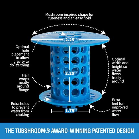TubShroom Revolutionary Tub Drain Protector Hair Catcher/Strainer/Snare, Blue in Kuwait
