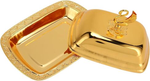 Stainless Steel Serving Plate, 7"x 5" Fruit Tray with Swan Handle Lid, Fruit Dish Snack Serving Tray Decorative Dessert Platter Candy Holder for Wedding Home Birthday Party(Silver) in Saudi Arabia