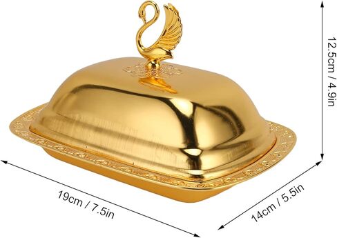 Stainless Steel Serving Plate, 7"x 5" Fruit Tray with Swan Handle Lid, Fruit Dish Snack Serving Tray Decorative Dessert Platter Candy Holder for Wedding Home Birthday Party(Silver) in Saudi Arabia