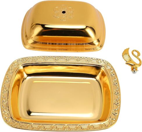 Stainless Steel Serving Plate, 7"x 5" Fruit Tray with Swan Handle Lid, Fruit Dish Snack Serving Tray Decorative Dessert Platter Candy Holder for Wedding Home Birthday Party(Silver) in Saudi Arabia