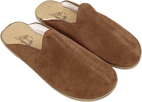 Golden Horn Tan Color Artisan Handcrafted Suede Genuine Leather Grounding Barefoot Shearling Slipper For Men Wide Toe Box Flexible Sole Lightweight Breathable Eco-Friendly Grounding Minimalist Shoes in Saudi Arabia