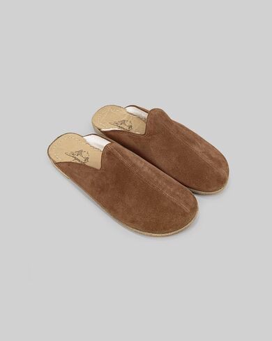 Golden Horn Tan Color Artisan Handcrafted Suede Genuine Leather Grounding Barefoot Shearling Slipper For Men Wide Toe Box Flexible Sole Lightweight Breathable Eco-Friendly Grounding Minimalist Shoes in Saudi Arabia