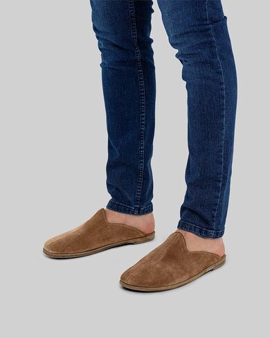 Golden Horn Tan Color Artisan Handcrafted Suede Genuine Leather Grounding Barefoot Shearling Slipper For Men Wide Toe Box Flexible Sole Lightweight Breathable Eco-Friendly Grounding Minimalist Shoes in Saudi Arabia