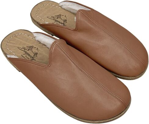 Golden Horn Light Tan Color Artisan Handcrafted Genuine Leather Grounding Barefoot Shearling Slipper For Men Wide Toe Box Flexible Sole Lightweight Breathable Eco-Friendly Grounding Minimalist Shoes in Saudi Arabia