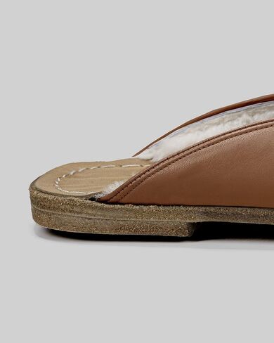 Golden Horn Light Tan Color Artisan Handcrafted Genuine Leather Grounding Barefoot Shearling Slipper For Men Wide Toe Box Flexible Sole Lightweight Breathable Eco-Friendly Grounding Minimalist Shoes in Saudi Arabia