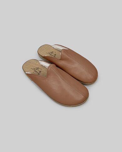 Golden Horn Light Tan Color Artisan Handcrafted Genuine Leather Grounding Barefoot Shearling Slipper For Men Wide Toe Box Flexible Sole Lightweight Breathable Eco-Friendly Grounding Minimalist Shoes in Saudi Arabia