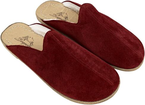 Golden Horn Burgundy Color Artisan Handcrafted Suede Leather Grounding Barefoot Shearling Slipper For Men Wide Toe Box Flexible Sole Lightweight Breathable Eco-Friendly Grounding Minimalist Shoes in Saudi Arabia