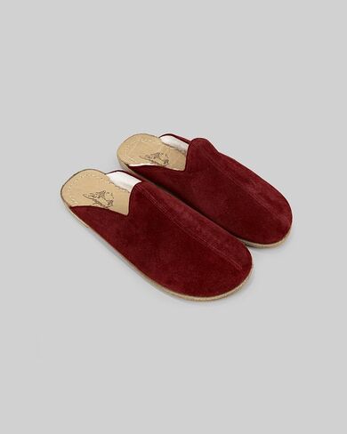 Golden Horn Burgundy Color Artisan Handcrafted Suede Leather Grounding Barefoot Shearling Slipper For Men Wide Toe Box Flexible Sole Lightweight Breathable Eco-Friendly Grounding Minimalist Shoes in Saudi Arabia