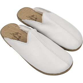 Golden Horn White Color Artisan Handcrafted Genuine Leather Grounding Barefoot Shearling Slipper For Men Wide Toe Box Flexible Sole Lightweight Breathable Eco-Friendly Grounding Minimalist Shoes in Saudi Arabia