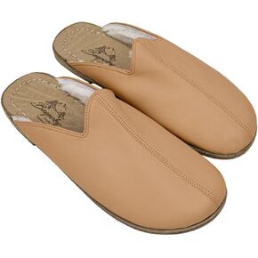 Golden Horn Undyed Artisan Handcrafted Genuine Leather Grounding Barefoot Shearling Slipper For Men Wide Toe Box Flexible Sole Lightweight Breathable Eco-Friendly Grounding Minimalist Shoes in Saudi Arabia