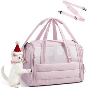 حامل القطط من باغسمارت: حامل حيوانات أليفة ذو جوانب ناعمة للقطط الصغيرة والمتوسطة والكلاب والجرو وحقيبة سفر منتفخة مبطنة وقابلة للطي يصل وزنها إلى 20 رطلاً باللون الوردي in Kuwait