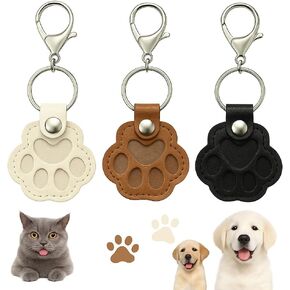 Classic 3 Pcs Dog Fur Storage Keychain,Cute Pet Fur Keepsake Leather Keychain for Collecting Cat and Dog Hair pet Memorial Gifts for Dogs，Black White Brown in Saudi Arabia