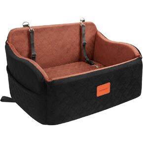 مقعد سيارة للكلاب المتوسطة والكبيرة، مقعد معزز للحيوانات الأليفة من الإسفنج الذكي لأقل من 55 رطلاً أو كلبين صغيرين، سرير سيارة للكلاب قابل للفصل والغسل للمقعد الخلفي مع مقاود وجيوب أمان (أسود، كبير) in Kuwait