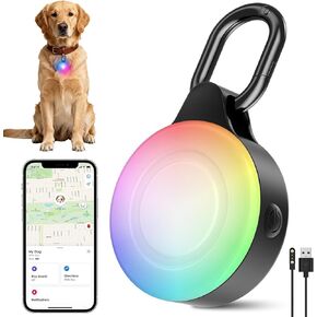 2-in-1 GPS Tracker Dog Light | Smart Tracking Pet LED Light for iOS Only | IP68 Waterproof | 6 Modes Dog Collar Light for Night Walking, Camping | Works with Apple Find My, No Subscription in Kuwait