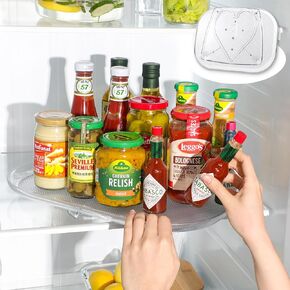 LAMU Lazy Susan Turntable Organizer for Refrigerator, 15.67'' Clear Rectangular Fridge Organizer Storage, Lazy Susan for Cabinet, Table, Pantry, Kitchen, Countertop in Saudi Arabia