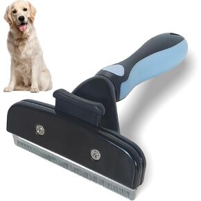 Pet Deshedding Tool, Self Cleaning Pet Grooming Rake, Deshedding Hair Brush with Stainless Steel Teeth and Rubber Handle, for Dog Cat Short Medium and Long Pet Hair (Large) in Saudi Arabia