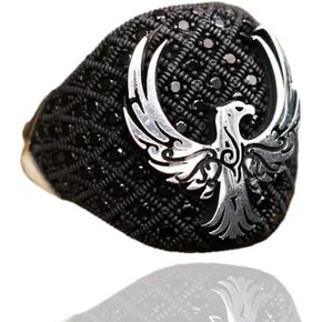 Phoenix Symbol Ring Men, Symbolic Silver Ring For Men, Men Silver Ring 925 With Stone, Animal Ring For Men, Turkish Ring, Zircon Mens Ring in Saudi Arabia