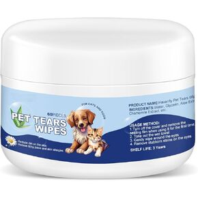 Dog Ear Wipes, Eye Wipes for Cats, Dog Tear Stain Remover Wipes, Pet Eye Wipes for Discharge and Crust (60pcs) in Saudi Arabia