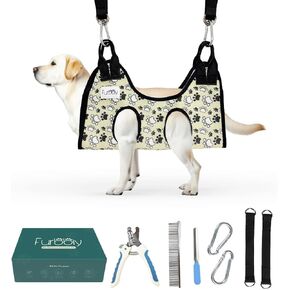 أرجوحة العناية بالكلاب - أرجوحة للقطط والكلاب لمجموعة تقليم الأظافر مع مقص ومشط - حبال متينة للحيوانات الأليفة لتقليم الأظافر - حقيبة قص قماش قابلة للتنفس للحيوانات الأليفة الصغيرة in Kuwait