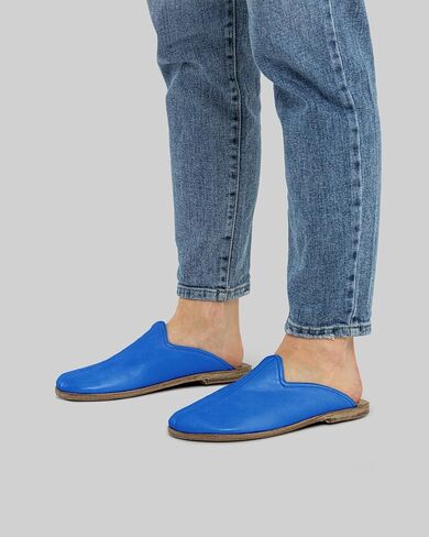 Pierre Loti Blue Color Artisan Handcrafted Genuine Leather Grounding Barefoot Slipper For Men Wide Toe Box Flexible Sole Lightweight Breathable Eco-Friendly Grounding Minimalist Shoes in Saudi Arabia